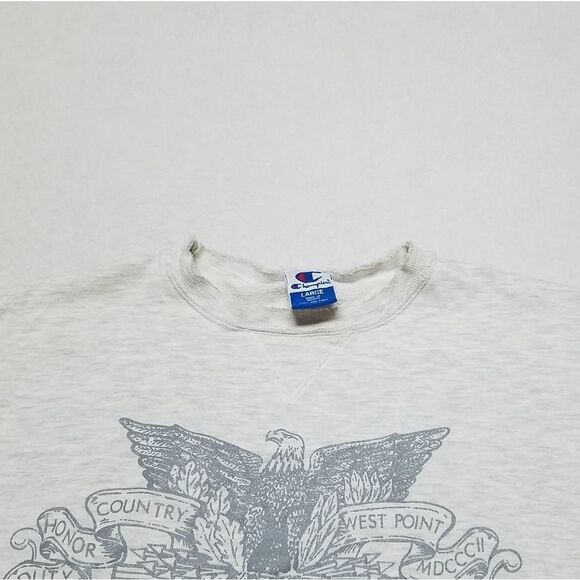 Vintage 90s Champion West Point Gray Heathered Distressed Spell Out Sweatshirt L - Picture 7 of 14